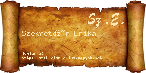 Szekretár Erika névjegykártya